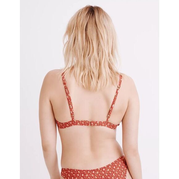 NEW Madewell Second Wave Gathered Bikini Top in Ditsy Floral, XS - Picture 3 of 7